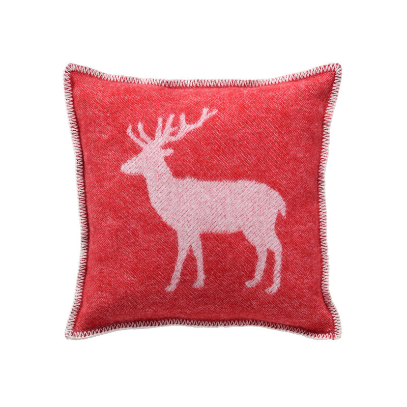 Deer Wool Cushion Cover, Red