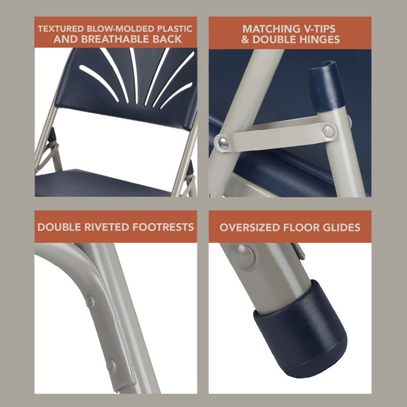 Hampden Furnishings Lusitano Plastic Stackable Folding Chair , Bleu foncé
