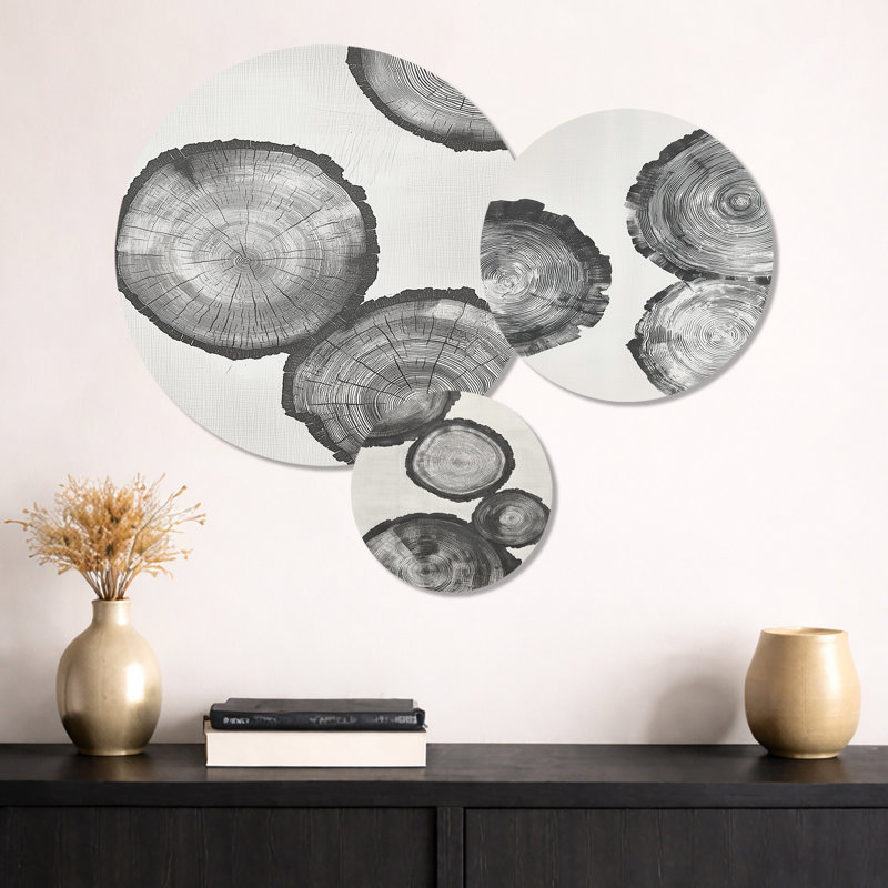 Ensemble de 3 décorations murales en métal gris