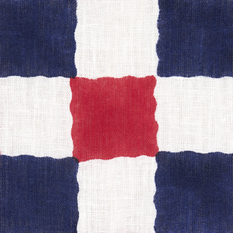 Tissu à carreaux Molly Mahon, Rouge / Bleu marine
