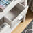Modern Display Cabinet 4- Tier Open Shelving with Center Drawer in White Oak