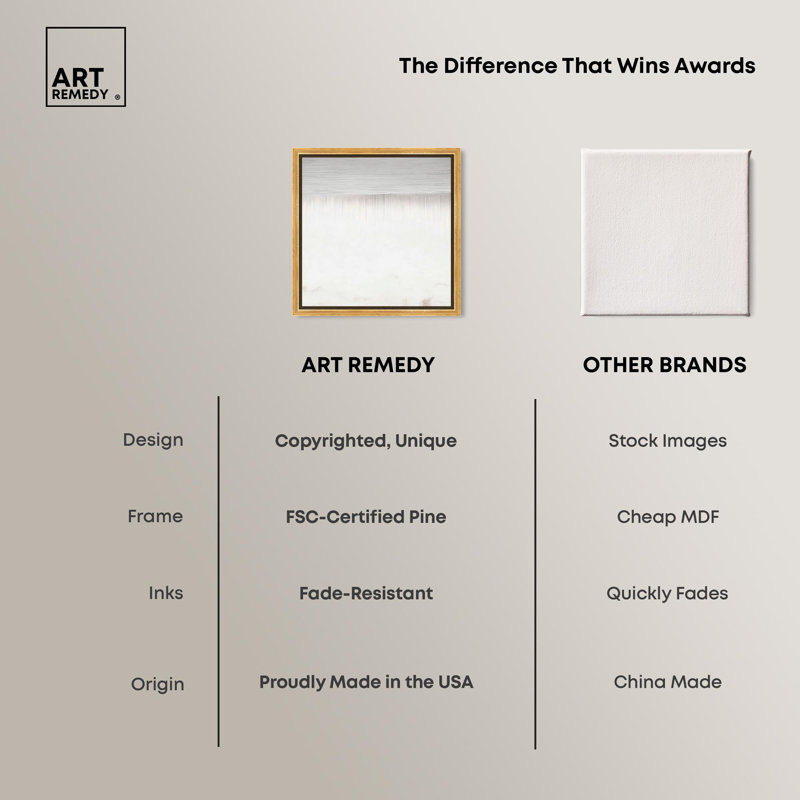 Subtle Transitions Canvas Minimalist Abstract by Art Remedy, Gold Floater Framed, 17" H x 17" W x 1.8" D