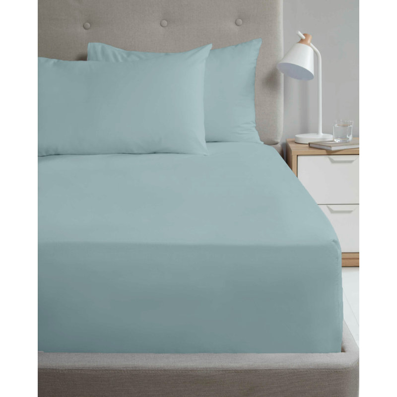 Madan Percale Fitted Sheet, Sky Blue
