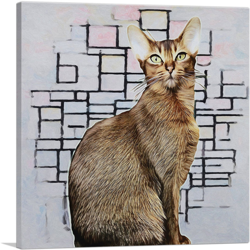 Abyssinian Cat Breed - reproduction d'art graphique sur toile tendue, H 26 po x l 26 po x P 0,75 po