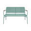 Ensemble de conversation pour patio 4 pièces tissé avec corde - banc de canapé, 2 fauteuils et table basse - structure en métal moderne avec accoudoirs en bois - ensemble de sièges intérieur / extérieur