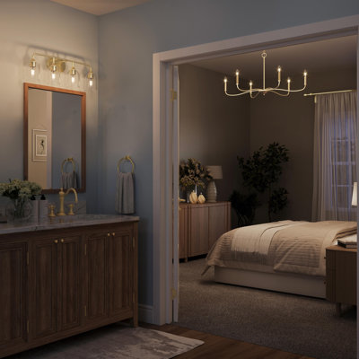 Ilia 4-Light Brushed Nickel Bath Vanity with Clear Glass Shade