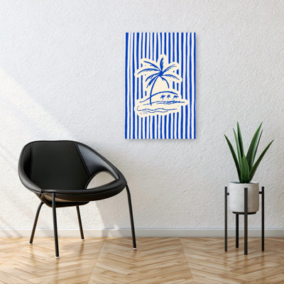 Île tropicale, palmier serein, abstrait, palmier, plage, impression murale