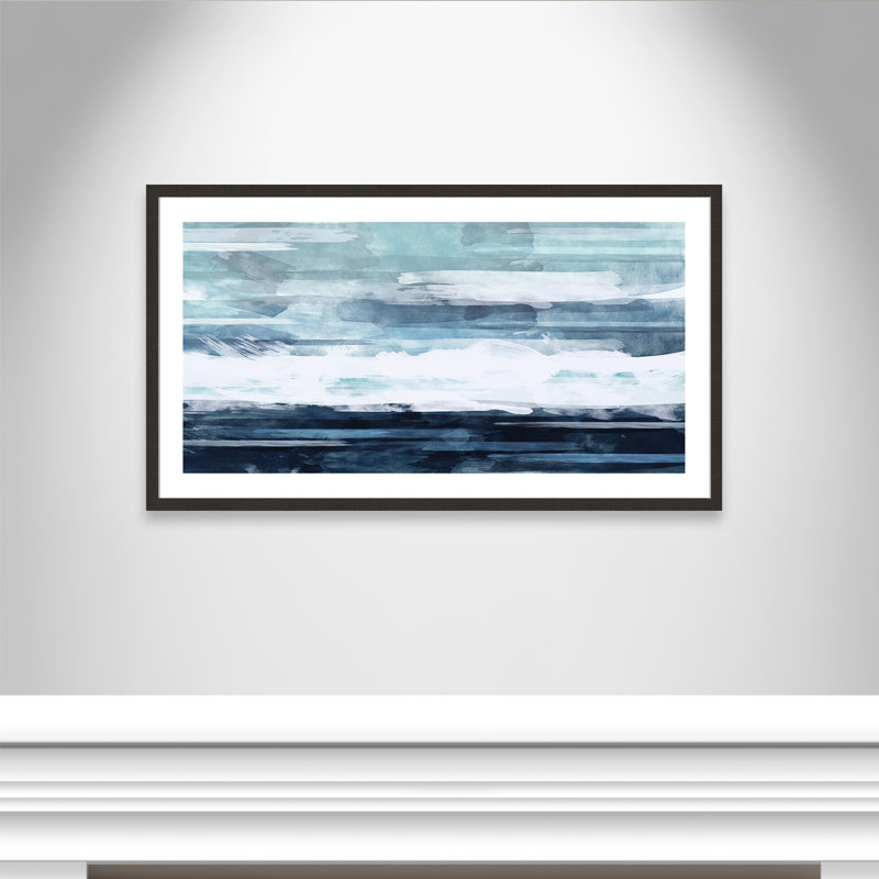 Blue Horizon - peinture encadrée, Cadre espresso foncé, H 26 po x l 46 po x P 2 po
