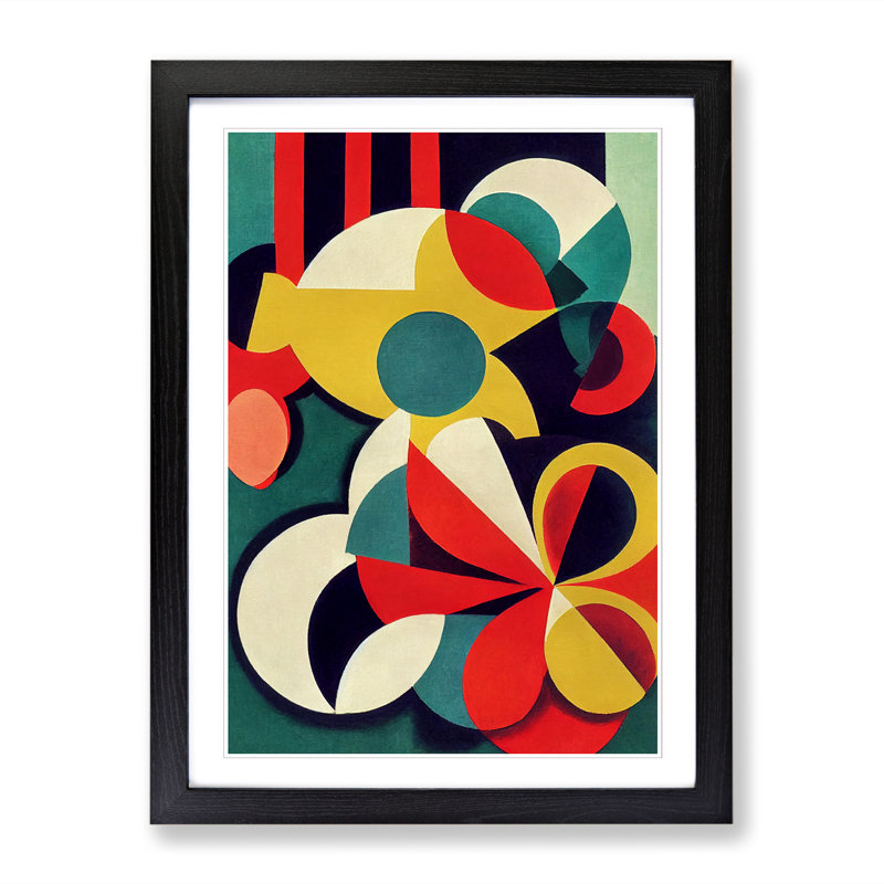 FRM-V0523-843X Flower Market Abstract 1 Piece Single Picture Frame Wall Art, 34cm H x 25cm W x 2cm D, Walnut Framed