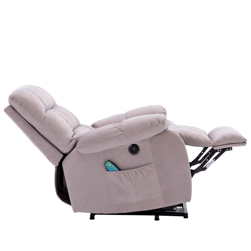 Erickah 91cm Wide Velvet Standard Recliner with Massager, Light Brown