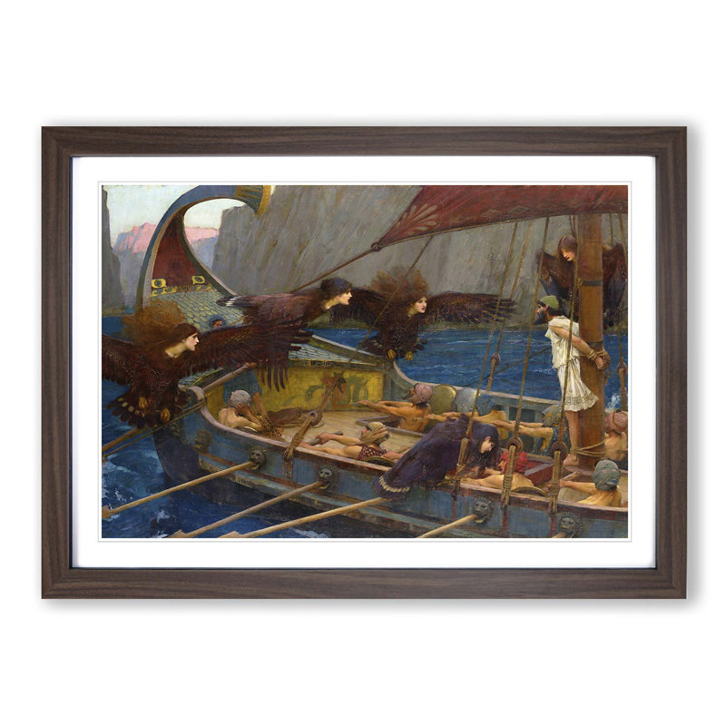 Ulises and the Sirens by John William Waterhouse - Framed Print, Walnut