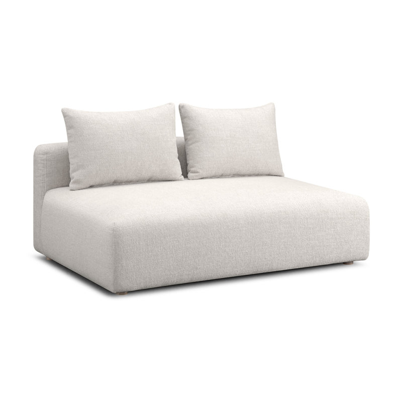 Chiemi Cheryll Textured Fabric Modular Loveseat, Cream