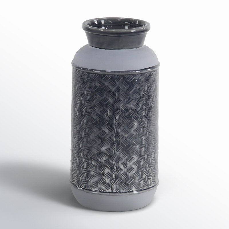 Desdra Stoneware Table Vase, 12" H x 7" W x 6" D, Gray