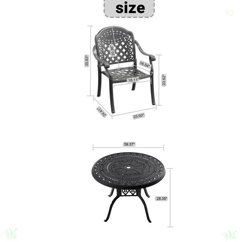 Set Of Cast Aluminum Patio Furniture With  Cushions, 4