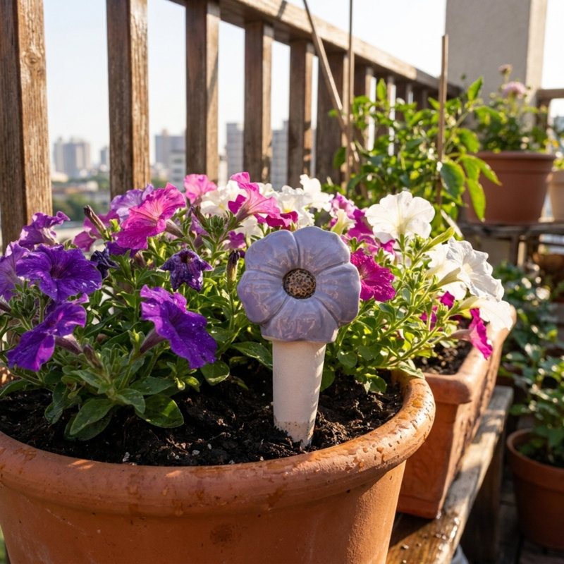 Ensemble de 3 pointes d'arrosage pour plantes en porcelaine avec embouts à libération lente en terre cuite et motif floral