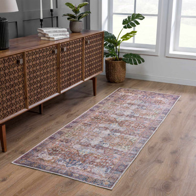 Tapis rouge foncé / bleu Elki