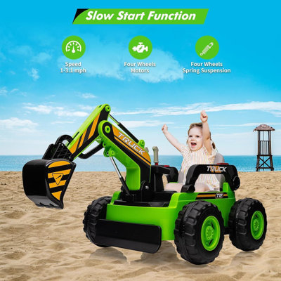 Electric Digger Kids Sit On Excavator Hetoy Kids Ride-On Electric