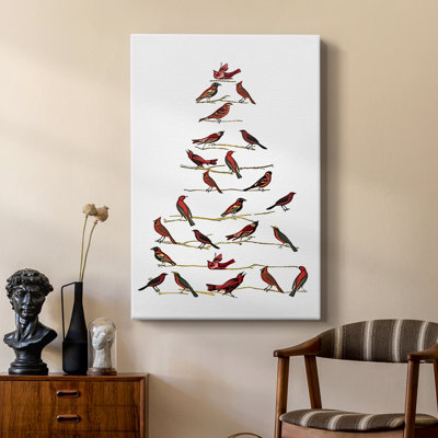 Red Bird Christmas Collection B -Custom Wrapped Gallery Cavas