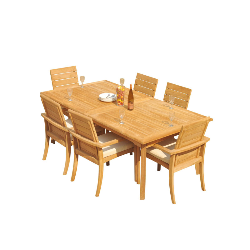 Algrave 6 - Person Teak Wood Patio Dining Set with