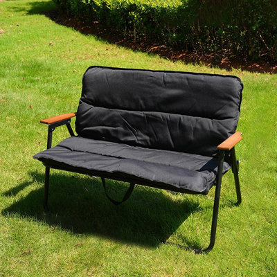 Chaise de camping pliante avec causeuse et coussin de siège pour deux personnes