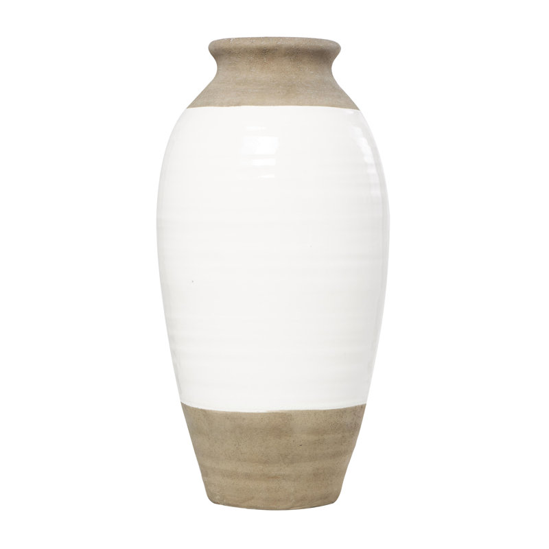 Vase en céramique Cove avec finition blanche et grise