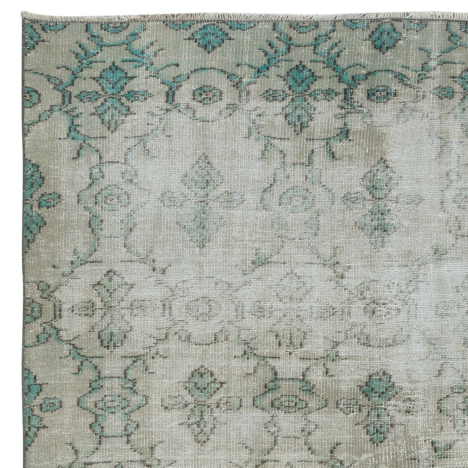 Bungalow Rose Faded Handmade Oushak Rug in Beige & Green. Vintage ...