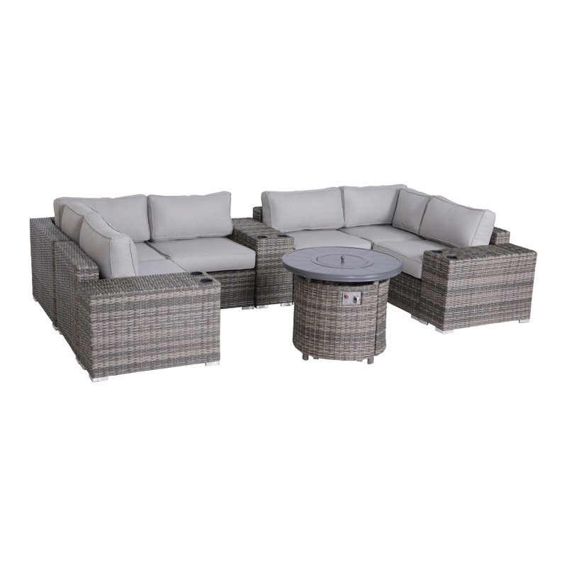 Ensemble de conversation modulaire 10 pièces avec coussins Biles Gray