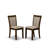 7-Pc Kitchen Table Set Includes a Pedestal Breakfast Table and 6 Light Tan Linen Fabric Chairs with Padded Back - Antique Walnut-1409903080-1442630951-1409903087