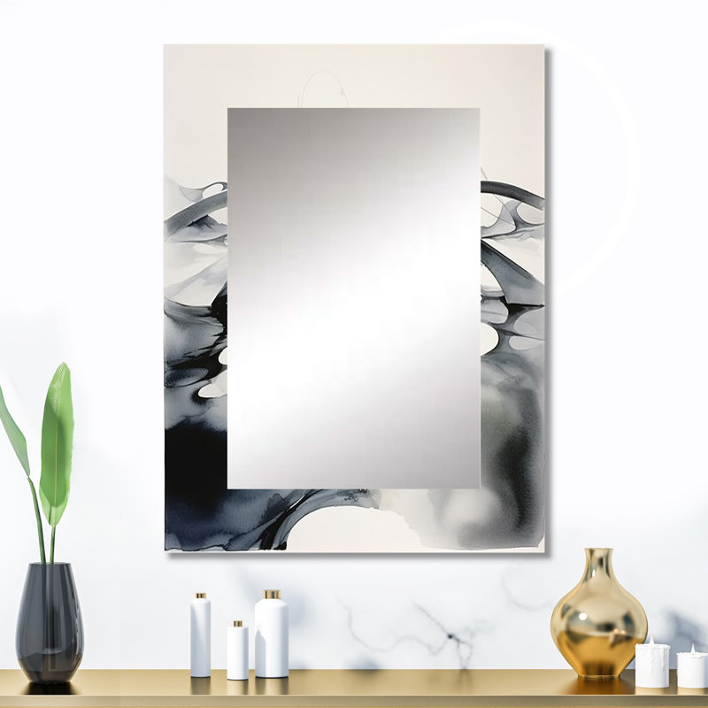 Abstract Neutral XI - Geometric Mirror, Modern Decorative Wall Mirror, Printed Metal Art, 32" x 24"