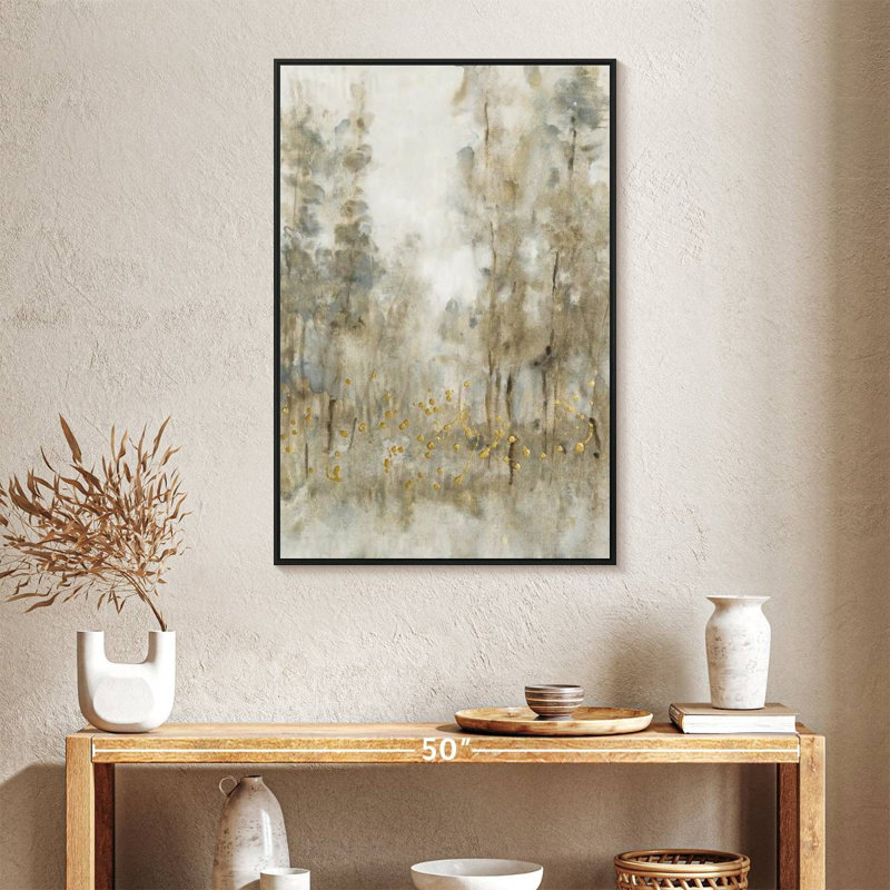 Fourré d'arbres I, 25 po x 37 po, Cadre flottant noir