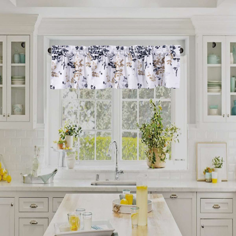 Valance for Kitchen Windows/Bathroom/Living Room/Bedroom Blackout Window Valance Thermal Insulated Rod Pocket Valance Curtains, 1 Panel