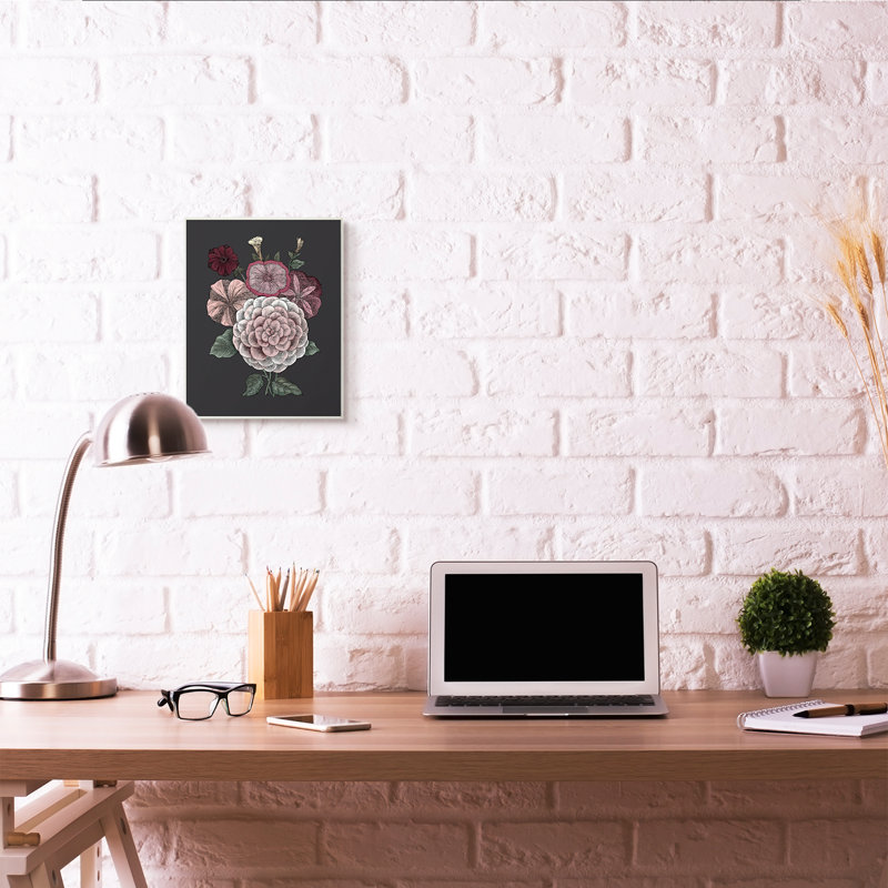 « rose », reproduction d’art sur fond noir par le samedi soir, impression, Plaque en bois blanche