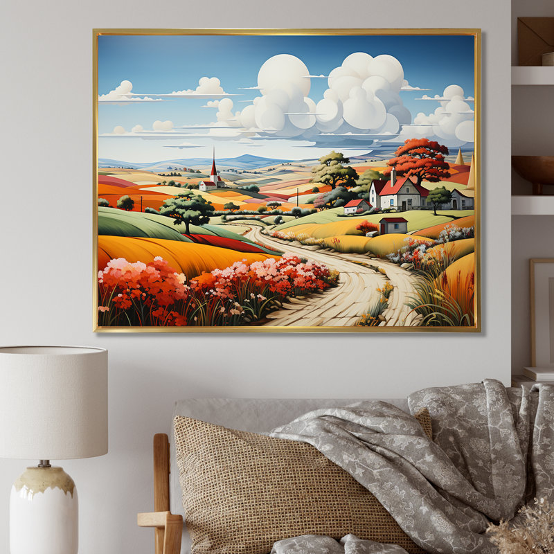 «Tarquility In The Countryside», reproduction sur toile, Cadre flottant doré, H 12 po x l 20 po x P 1 po
