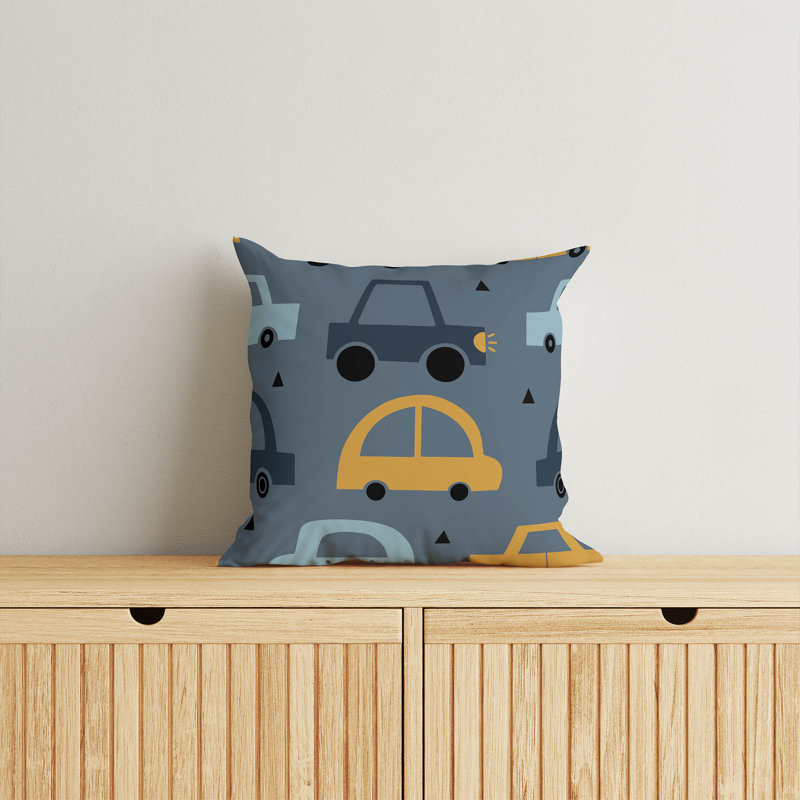 Coussin Driveway, Bleu / Ivoire, H 16 po x l 16 po