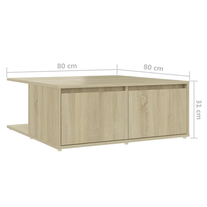 Allesandro Solid Coffee Table with Storage, Sonoma Oak