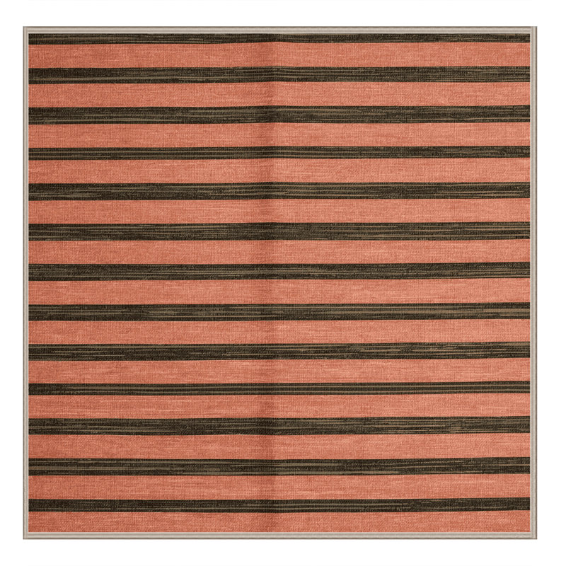 Tapis brun à rayures horizontales lavable à la machine, Carré 6 pi