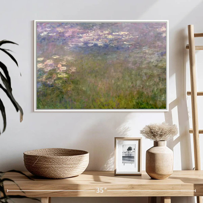 Nymphéas VI, Cadre flottant blanc, 25 po x 17 po