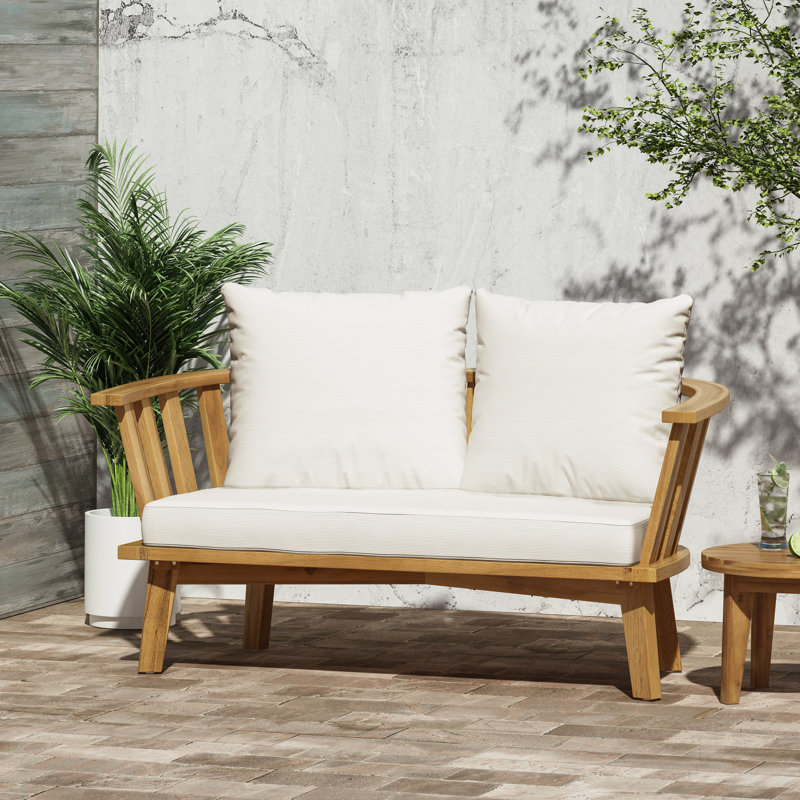 Causeuse d'extérieur en bois avec coussins