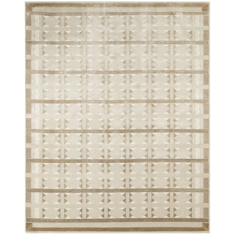 Tapis taupe moderne Ebern Designs Reimann, Rectangulaire 8 pi x 10 pi
