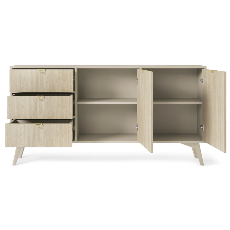 Agawam 158cm Sideboard, Beige Matt/Oak Scandi