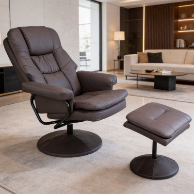 Fauteuil inclinable pivotant rembourré en similicuir