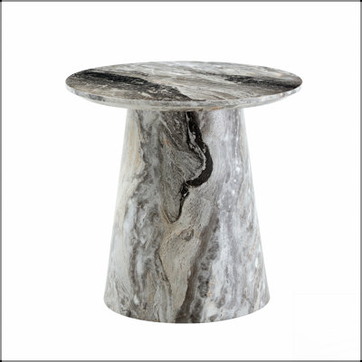 Medium Density Fiberboard Circular Coffee Table with Grey Textured Veneer, Delicate Texture for Modern and Elegant Living Spaces