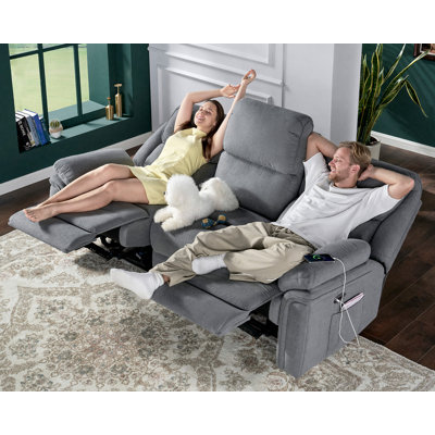 Recliner Sofa, Power Reclining Sofa with Type-C & USB Charging Ports, 3 Seater Sofa Recliner for Living Room- Chenille 