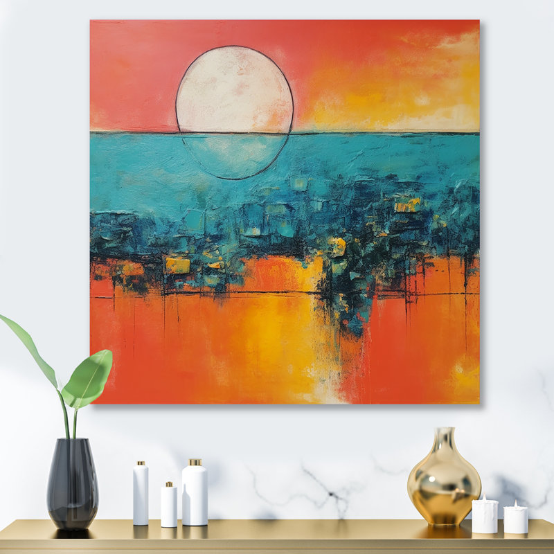 Bleu minimalisme coucher de soleil I - art mural en métal minimalisme, H 29 po x l 29 po