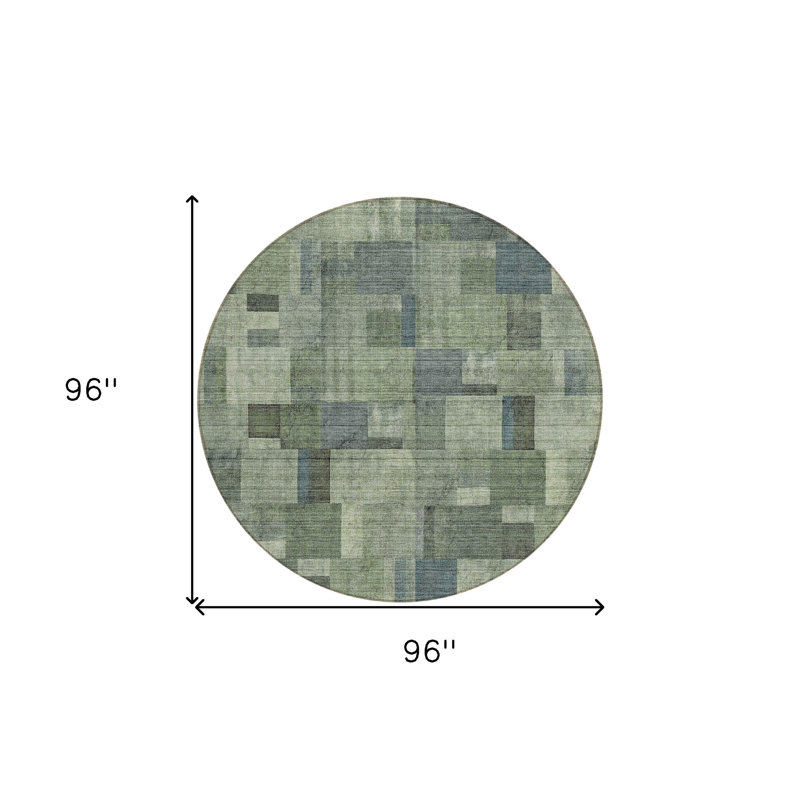 Tapis d'intérieur rond lavable géométrique vert et vert menthe HomeRoots 8 pi