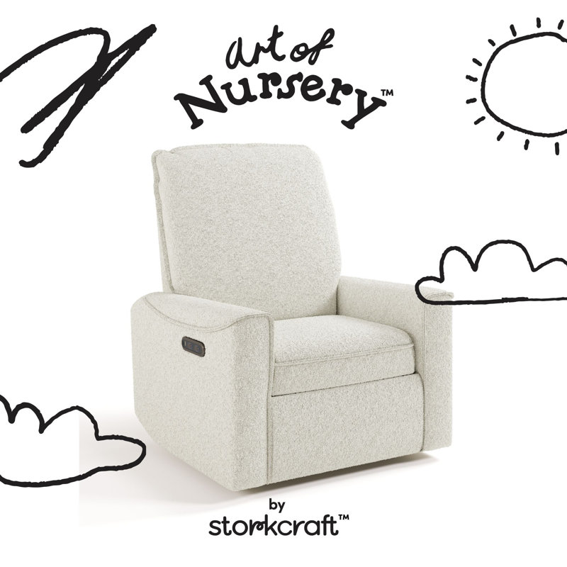 Santos Deluxe Nursery Power Recliner Swivel Glider, Ivory Boucle