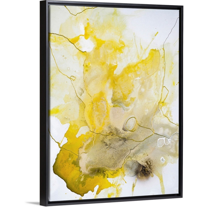 Ligne jaune-reproduction d’art sur toile, Cadre noir, H 26 po x l 20 po x P 1,75 po