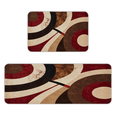 Curved Geometric, Kitchen Mats Set of 2