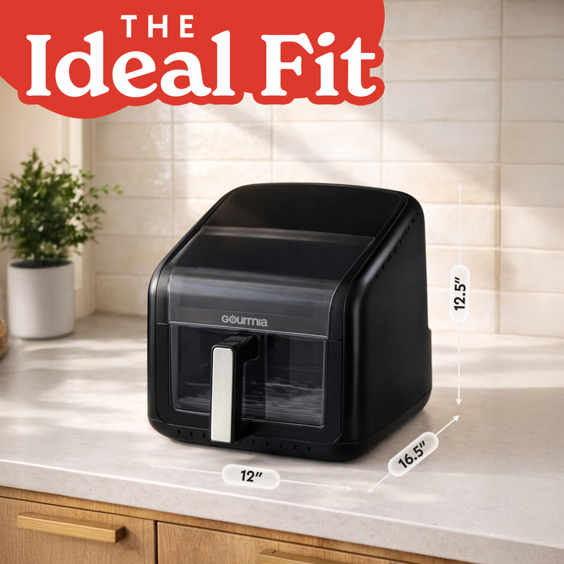 Gourmia 7 Qt Digital Air Fryer with Easy-View Window, 3D Holographic Display & FryForce 360° Technology – 12 Presets, Dishwasher-Safe Basket, Black