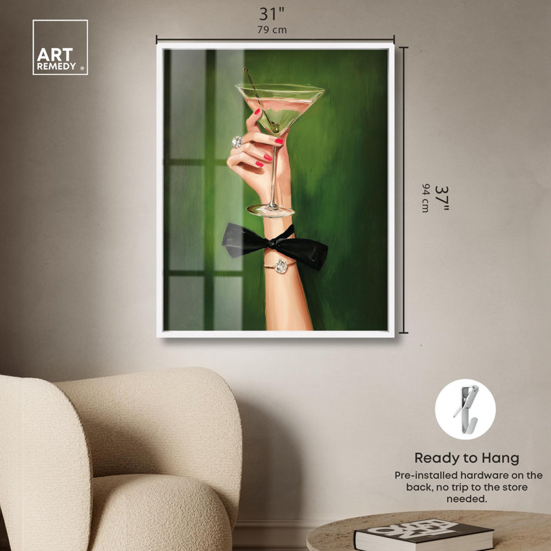 «Curated Cocktail II Shadowbox Print» par Art Remedy, H 37 po x l 31 po, Blanc